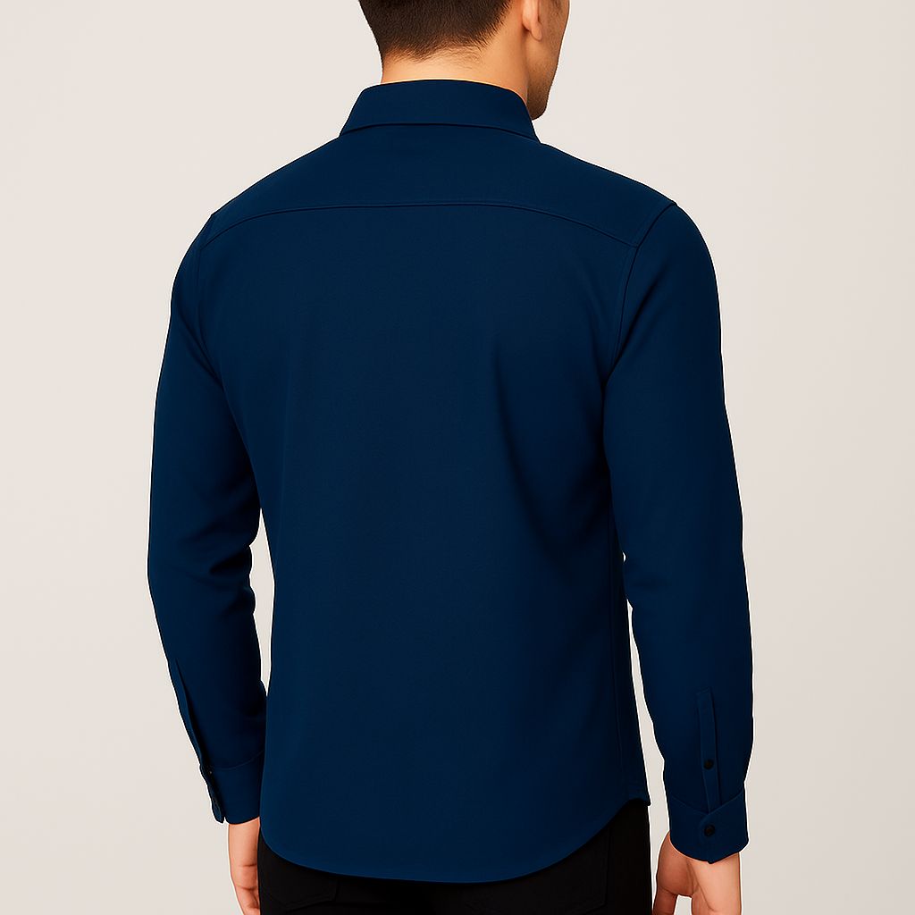 Navy Blue Shirt For Men's Classic Fit – Full Sleeve Premium Cotton - Navy Blue
