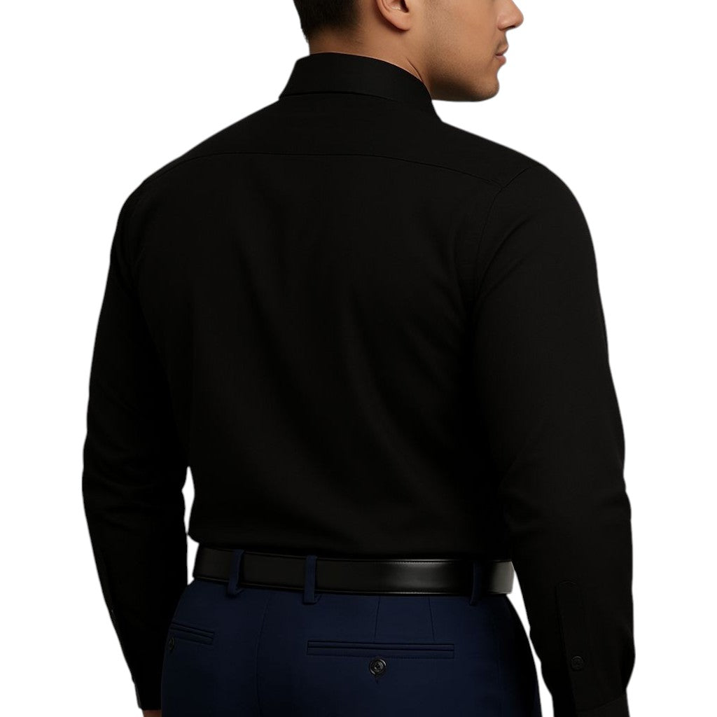 Men's Classic Black Full Sleeve Cotton Shirt – Formal & Casual Wear