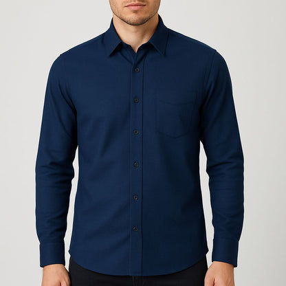 Navy Blue Shirt For Men's Classic Fit   – Full Sleeve Premium Cotton  - Navy Blue