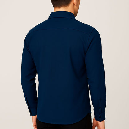Navy Blue Shirt For Men's Classic Fit   – Full Sleeve Premium Cotton  - Navy Blue
