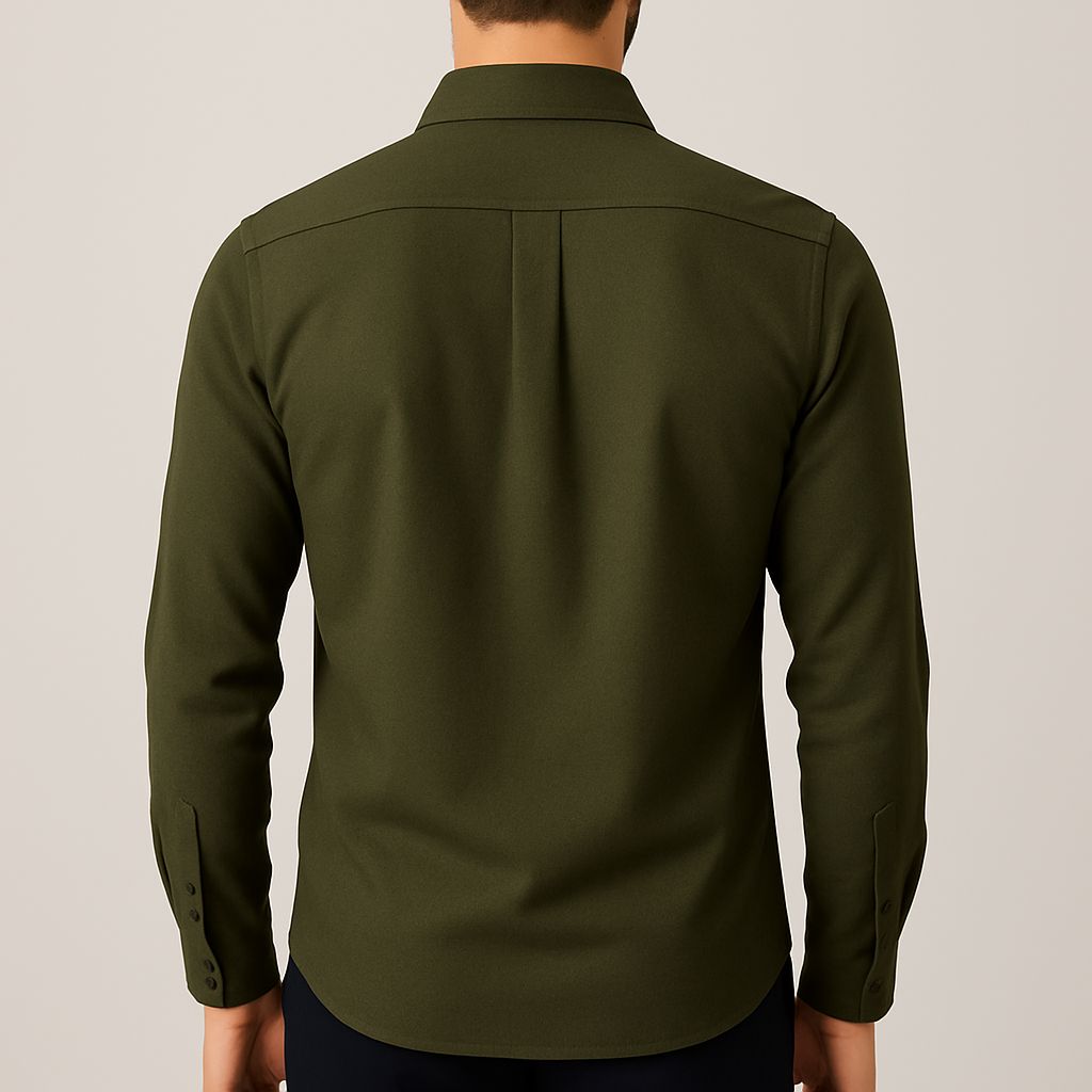Dark Olive Green Plain Shirts For Men - Full Sleeve Premium Cotton