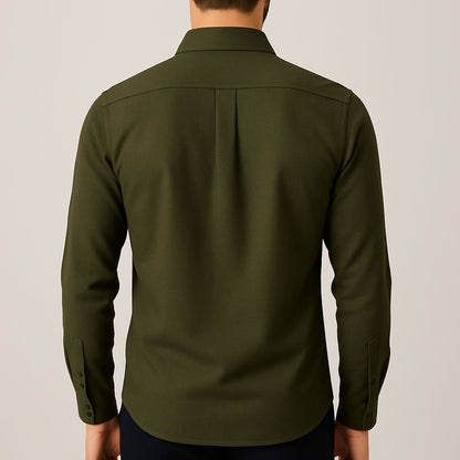 Dark Olive Green Plain Shirts For Men - Full Sleeve Premium Cotton