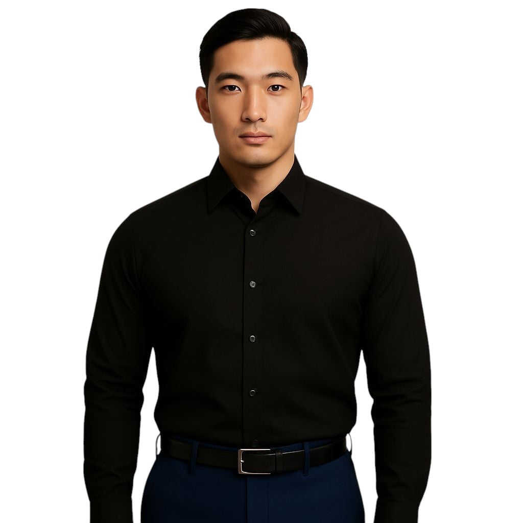 Men's Classic Black Full Sleeve Cotton Shirt – Formal & Casual Wear