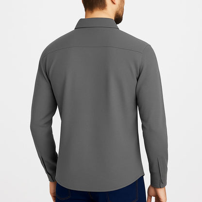 Gray Shirt For Men's Classic Fit   – Full Sleeve Premium Cotton  - Solid Gray