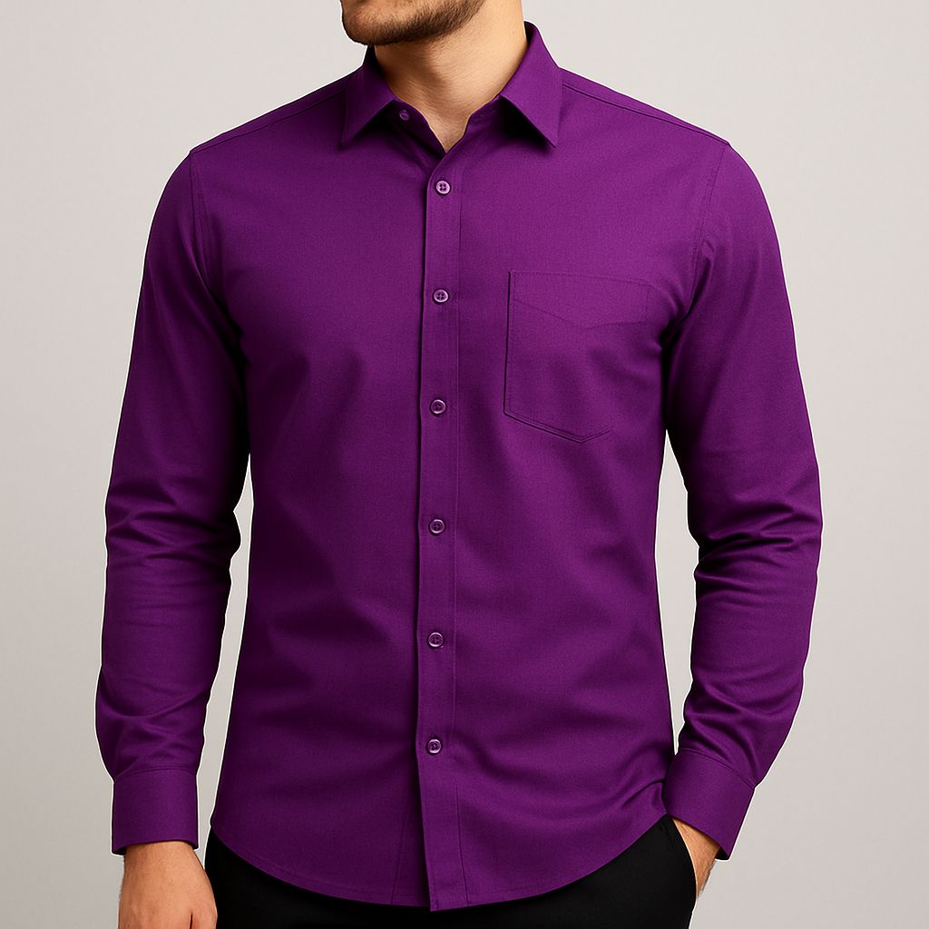 Purple Color Shirt  Men's Classic Fit   – Full Sleeve Premium Cotton  - Purple Color