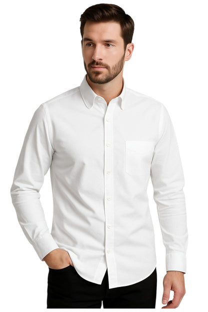 Men's Classic White Full Sleeve Cotton Shirt – Formal & Casual Wear